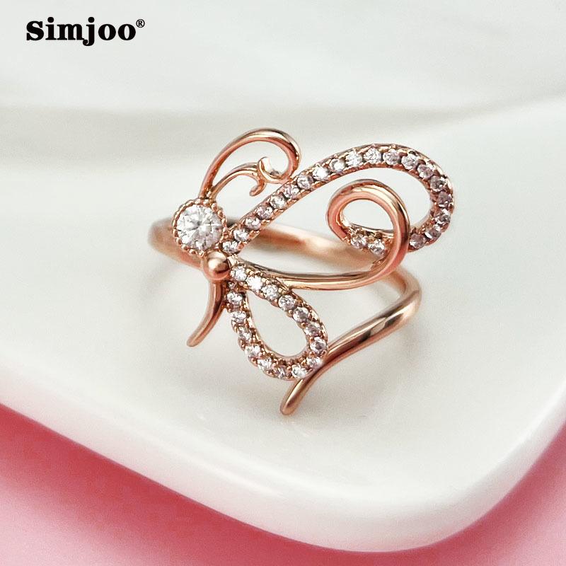 

SIMJOO Изысканное модное кольцо из розового золота с цирконом для женщин