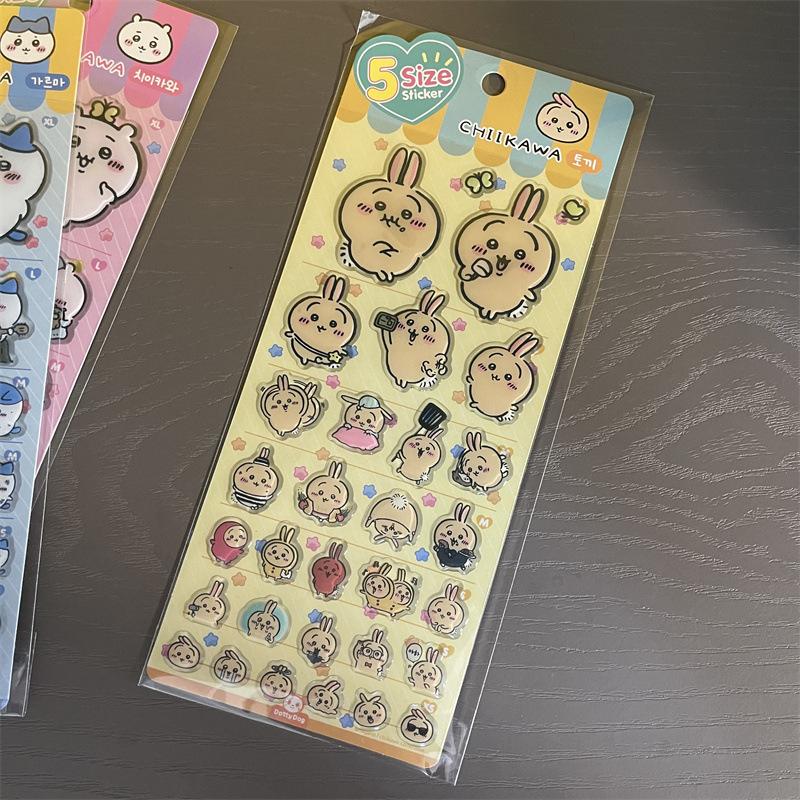 1 Sheet Cute Gifts   Sticker Hachiware Usagi Creative Drop Glue Stereo Decals Diy Decorative Computer Stickers