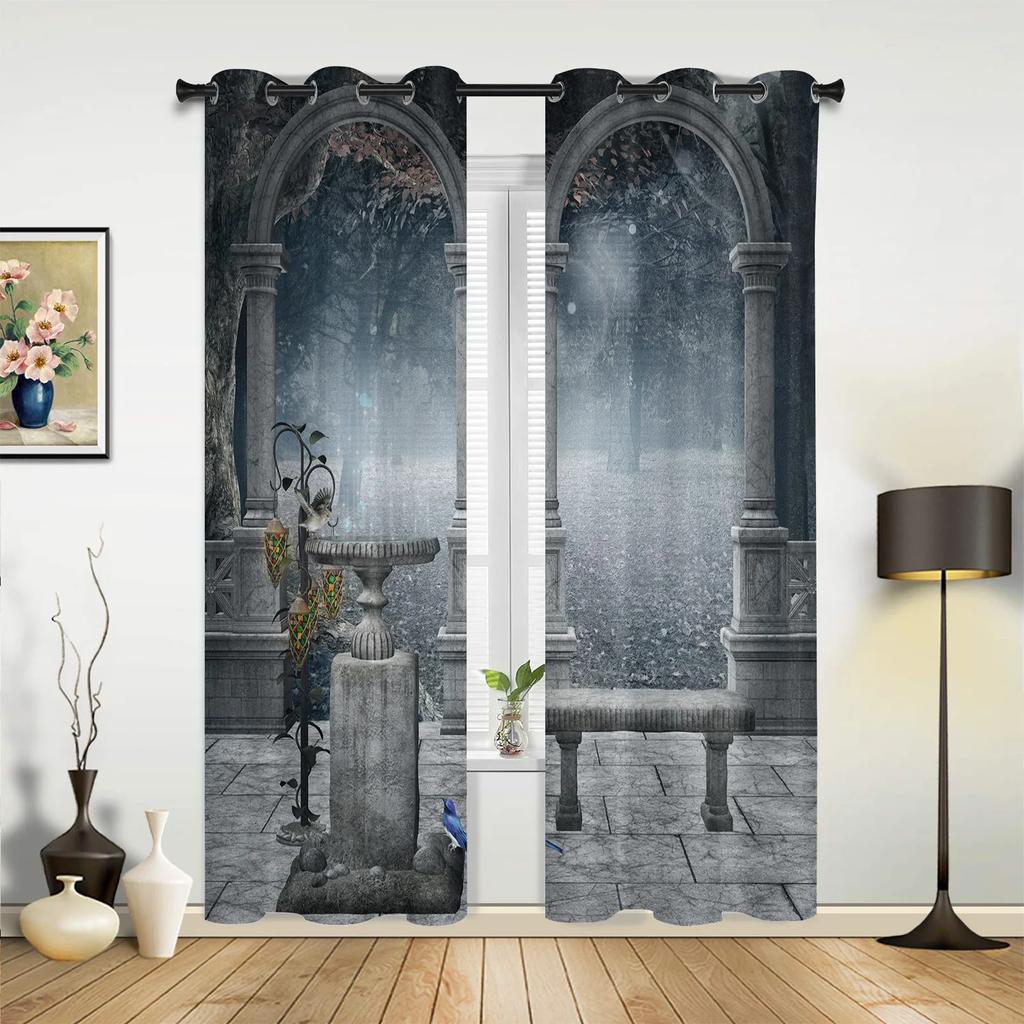 Modern Moroccan Medieval Vintage Door Curtains Bedroom Living Room Drapes Kitchen Children Window Curtain Home Decor Polyester Ideal For Sitting