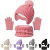 Warm Ears Baby Hat Scarf Gloves Set Solid Color Kids Hat Set Toddler Knitted Hats  Christmas Gift