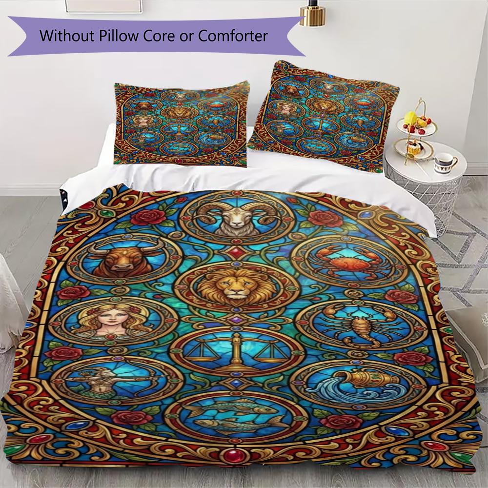 constellations Pattern Bedding uilt Set uilt Cover Pillowcase Home Decoration Birthday Gift (1 * duvet cover + 2 * pillowcase  without core)147