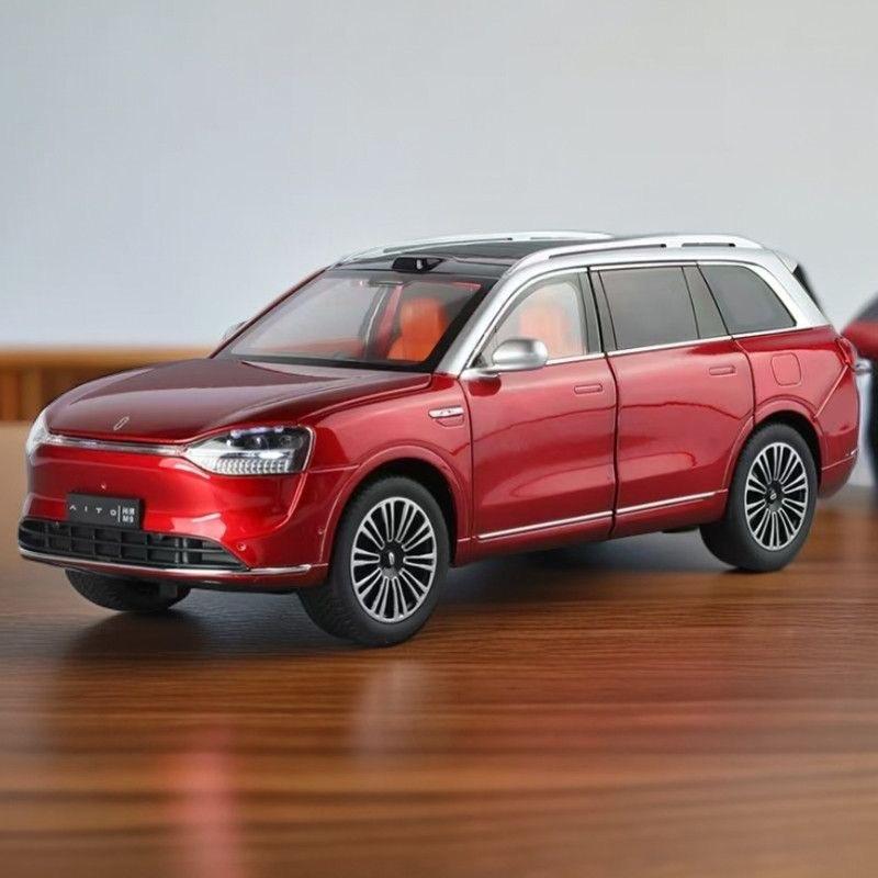 1/32 AITO M9 SUV Alloy New Energy Car Model Diecasts Metal Luxy Vehicles Car Model Simulation Sound and Light Childrens Toy Gift