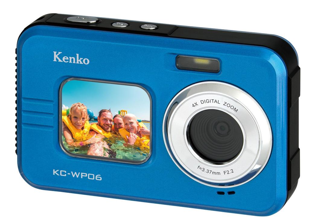 Kenko ST Vodotěsný kompaktní fotoaparát s prachotěsností a vodotěsností IP58 Široký přední objektiv a video Modrý KC-WP06 (Sada 2) Výkon, Úhel 25,5 mm, Monitor,