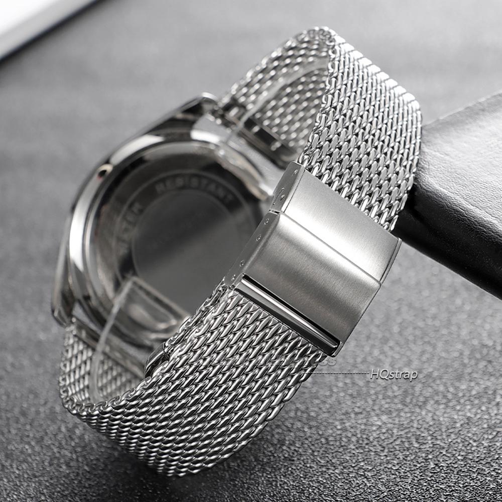 Stal Nierdzewna Pasek do Zegarka 20mm 22mm 1.0 Mediolański Magnetyczna Klamra Pasek Matowy Polerowany Siatkowy Bransoleta Uniwersalny Premium Opaska na Nadgarstek
