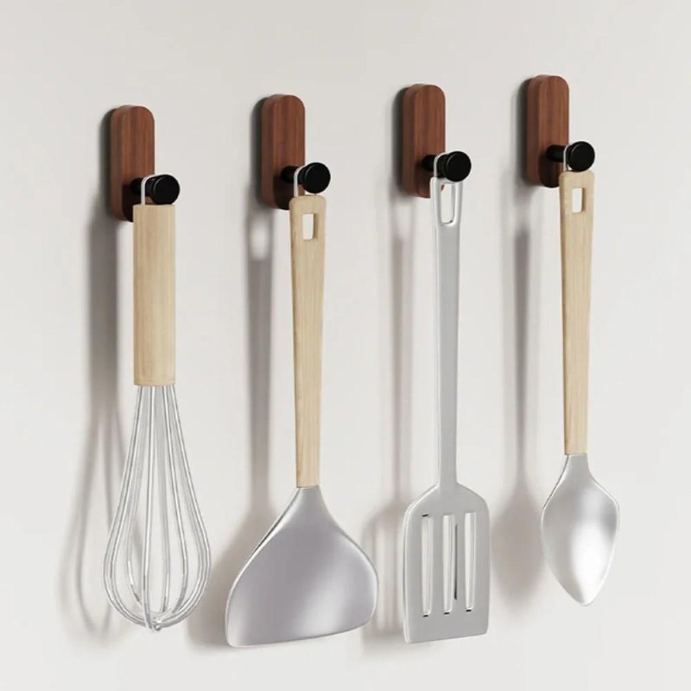 Multi-Purpose Nordic Style Wood Wall Hooks Self Adhesive No-drill Self Adhesive Hooks Space Saving Key Holder Home Storage Use