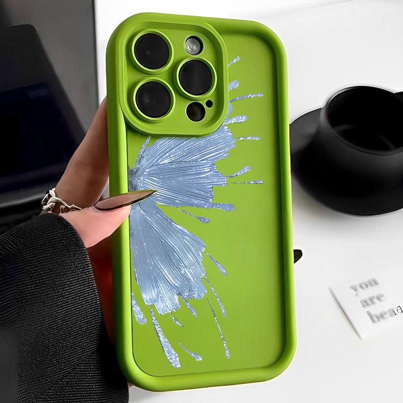 Gilded Butterfly Pattern Phone Case For iPhone 16 15 14 Pro Max 16 Plus 13 12 11 Pro XR X XS 8 7 Candy Color Soft Silicone Cover