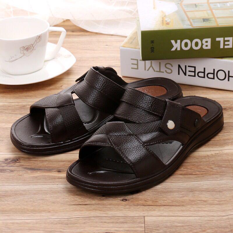 Men's Summer Sandals Leather Casual Fashion Beach Shoes Breathable Dual-purpose Men's Shoes Sandals