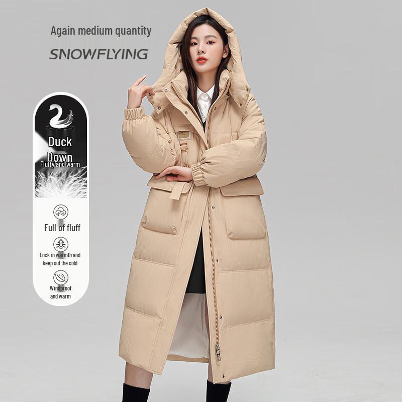 SNOWFLYING Women's Mid-Length Hooded Down Jacket