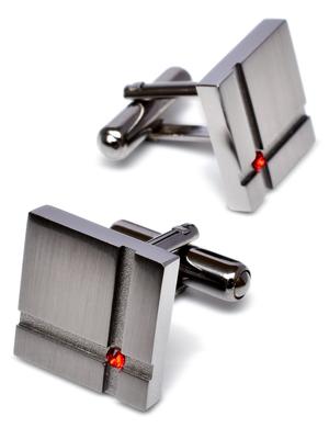 Cufflinks Crystal Glass Made In Japan Brass [Tabarat] Men's (Black Silver-Red)