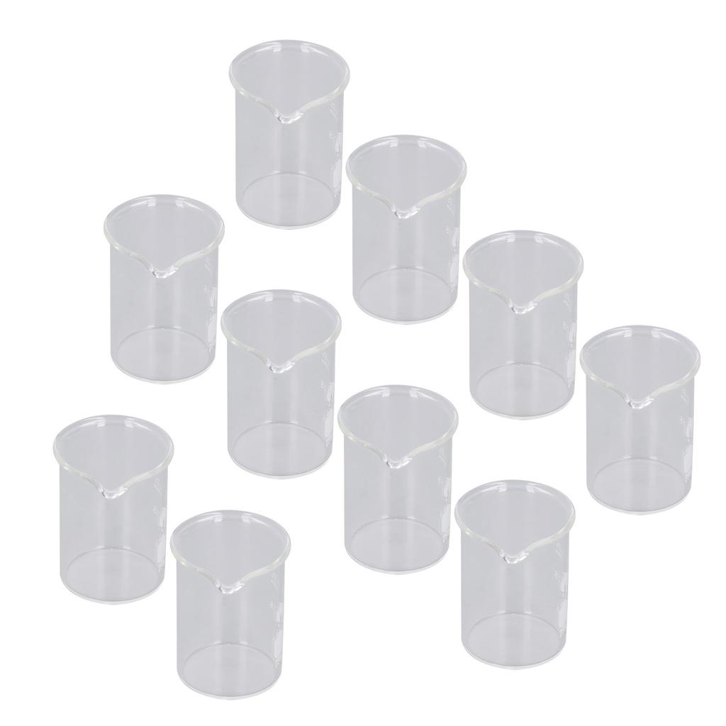 10PCS Glass Beaker Set Experiment Measuring Cup with Scale Teaching Equipment 25mL Capacity