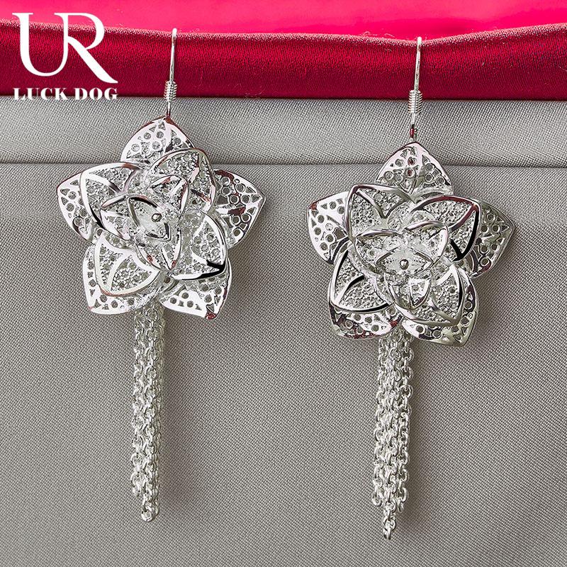 925 Sterling sølv romantiske blomst Piercing øredobber Fasjonable bryllup smykker