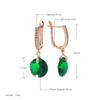 New Green Natural Zircon Long Earring For Women Fashion Simple Fine Jewelry  Rose Gold Round Dangle Earring Accessories