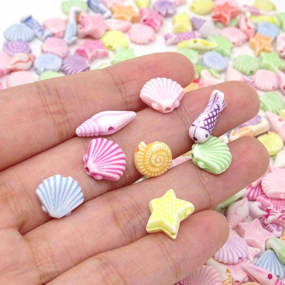 100/300 sztuk materiału akrylowego, koraliki ze zwierzętami morskimi, urocze koraliki do rękodzieła, luźne koraliki, kolorowe koraliki dystansowe w kształcie ryb, do samodzielnego tworzenia bransoletek i naszyjników