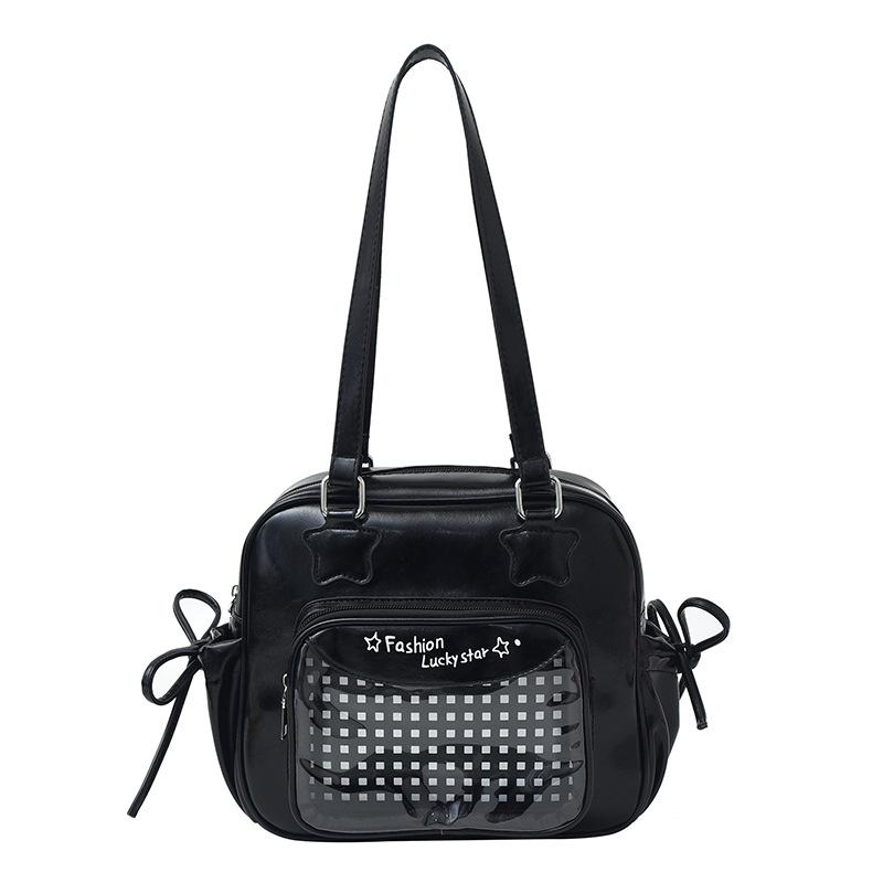 

Женская сумка на плечо в студенческом стиле, летняя новая студенческая сумка для занятий, сумка подмышку one size fits all чёрный