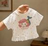 Cute Girls Mermaid Princess Polka Dot Short Sleeve T Shirt Summer Baby Top