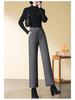 2024 Autumn/Winter High-Waisted Wool Slimming Straight-Leg Cropped Warm Pants for Middle-Aged Women