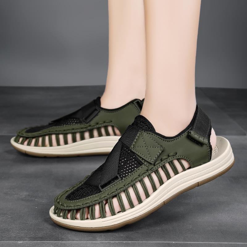 2025 Outdoor Men's Summer Casual Weave Men's Shoes Large Size 39-46 Couple Shoes Velcro Multi-Color 0366