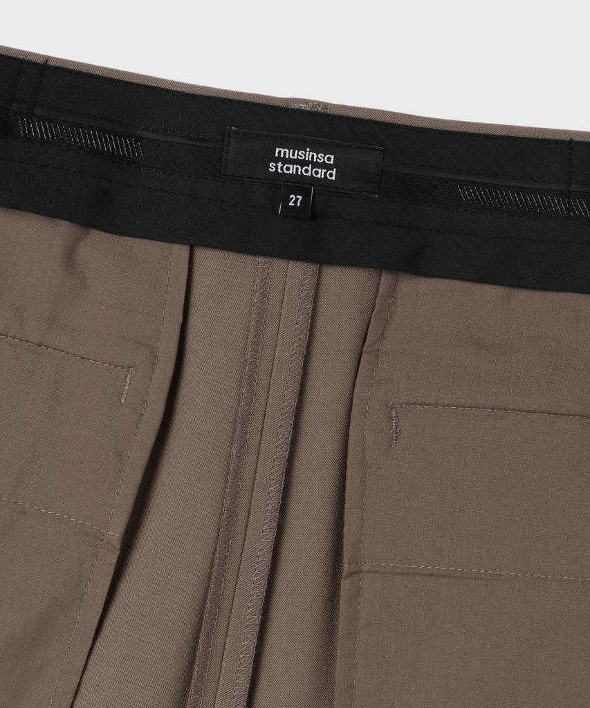 MUSINSA STANDARD WOMAN Women'S Low Waist Deep Tuck Extra Wide Hidden Banding Slacks [Dusty Beige]