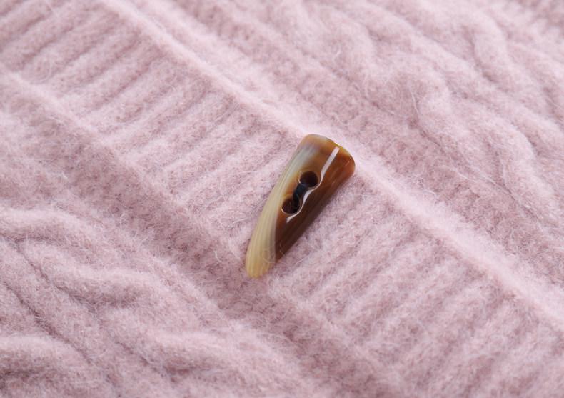 2023 Women's Japanese-Style Horn Button Short Chunky Knit Cardigan - Solid Color, Round Neck for Spring & Autumn