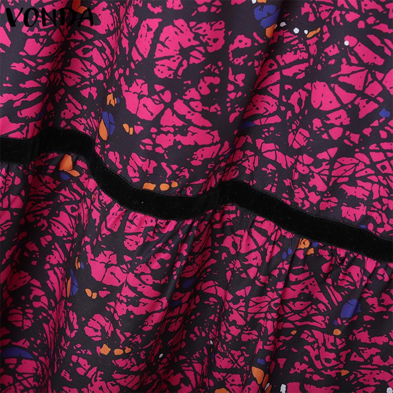 VONDA Summer Women Strap Sleeveless Printing Party Casual Holiday Long Pleated Dresses