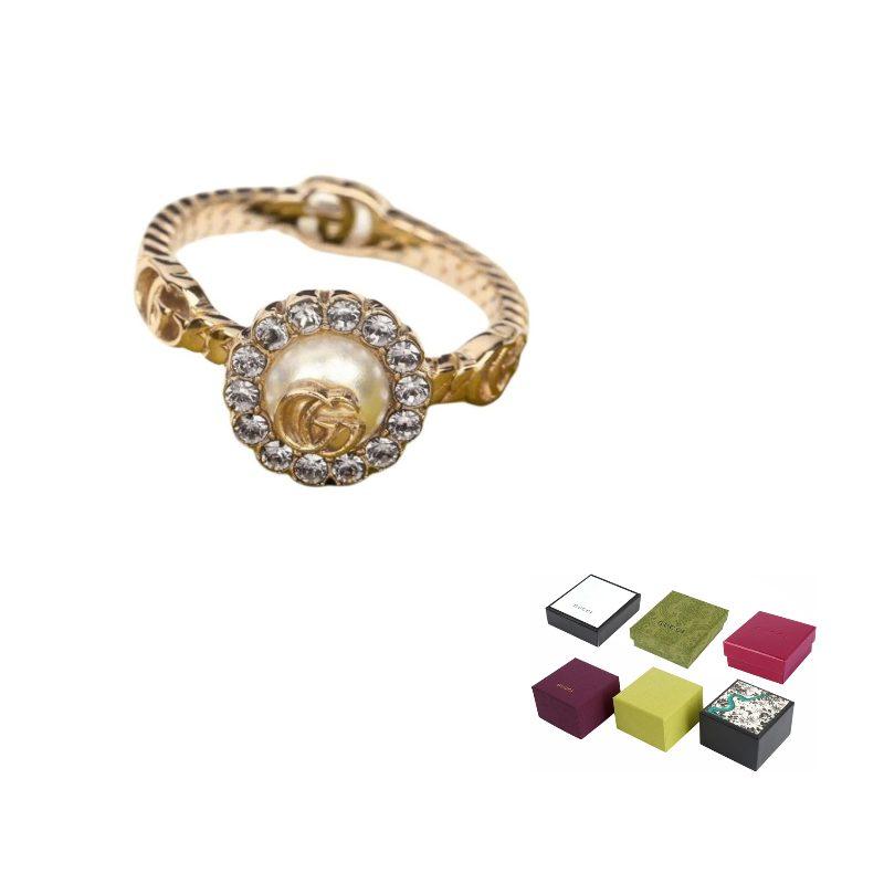 GUCCI GG Marmont Metal, Pearl Rings Unisex Gold 702585I98758623