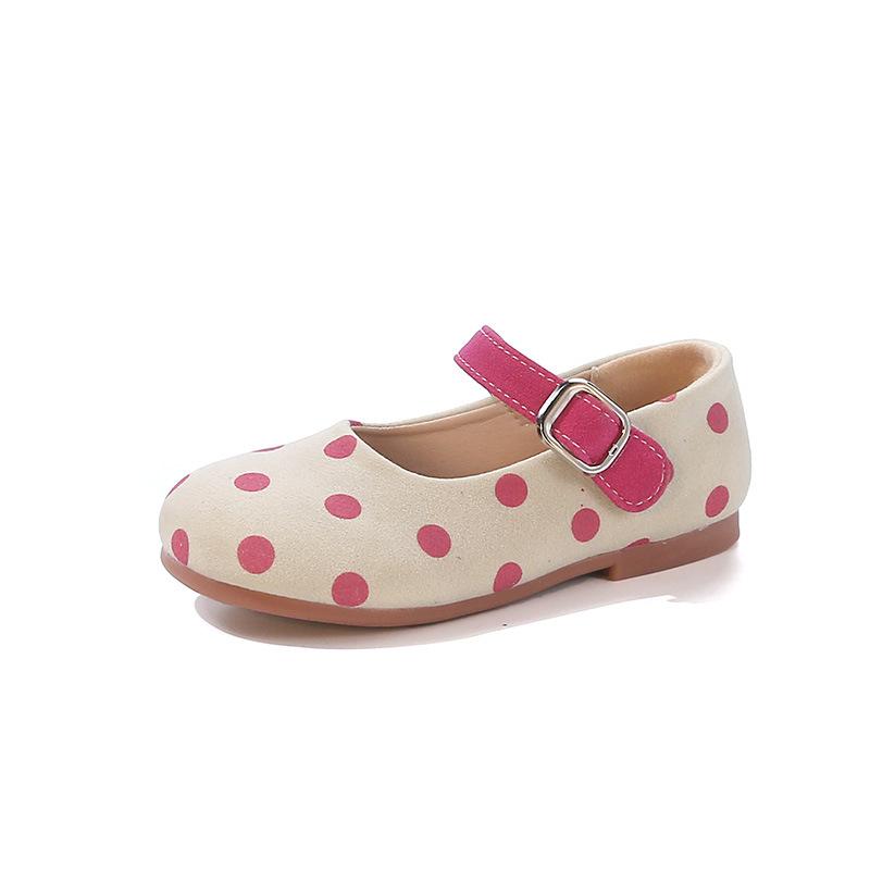 Girls Leather Shoes Princess Style 2025 Spring Autumn Children Dance Shoes Soft Sole Round Toes Kids Flat Shoes Polka Dots Sweet