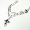 Collier Pendentif Croix Cristal Noir Style Gothique Punk Y2K pour Femmes Collier Multicouche Perles Vintage Charme EMO Bijou Cadeau