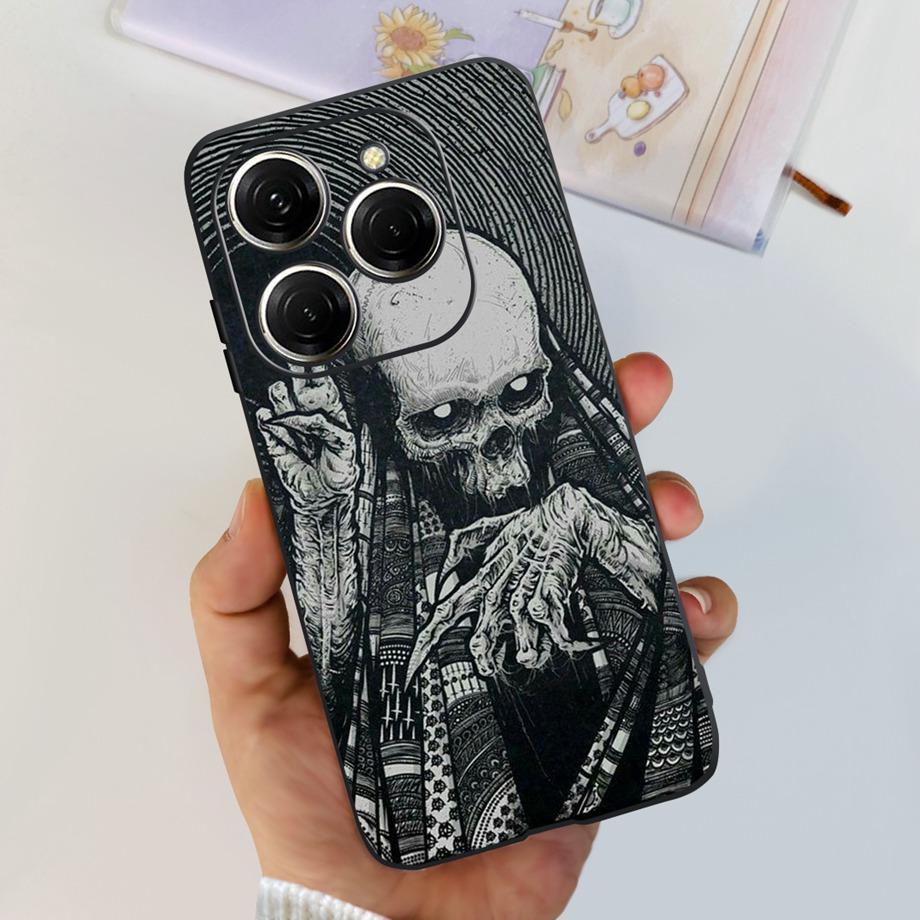 For Tecno Spark 20 Pro Case Liquid Silione Soft TPU Matte Cover Phone Mask On Spark20 20Pro 4G Luxury Pattern Cat Flower Cartoon
