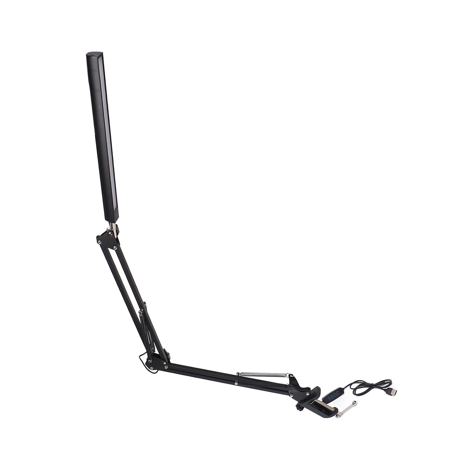 

Светодиодная лампа с поворотным кронштейном, регулируемая, заботящаяся о зрении, настольная лампа для чтения с зажимом для учебы в офисе чёрный