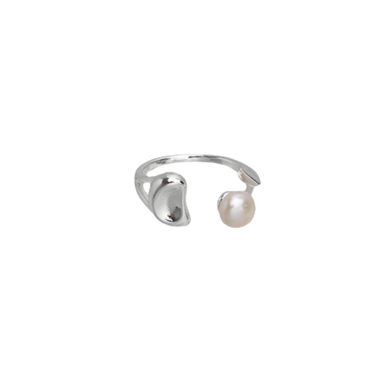 Women's Geometric Pearl Open Adjustable Ring - Trendy Irregular Style Index Finger Accessory