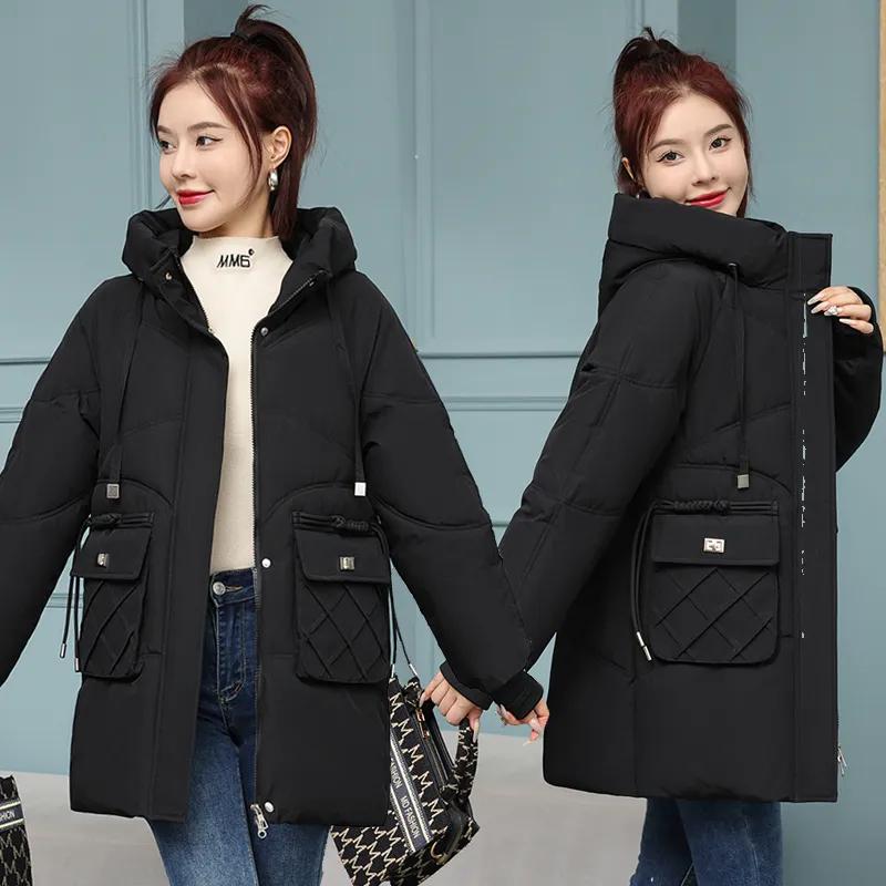 Women's Winter Medium-length Korean Version of The Loose Warm Jacket Temperament Hooded Coat