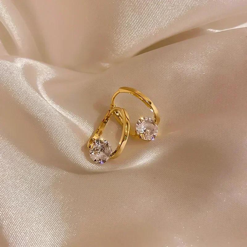 Medyczne Błyszczące Kolczyki Luksusowe Cyrkon Metal Dziewczęce Niezwykłe Złoty Kolor Wykwintne Kolczyki dla Kobiety Moda Cyrkon