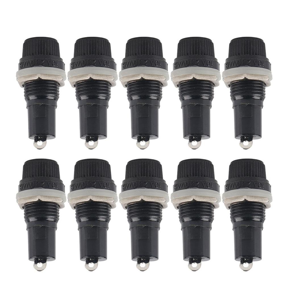 10pcs Panel Mount Screw Cap Fuse Holder Case for Radio Glass Tube Fuses 5 x 20mm