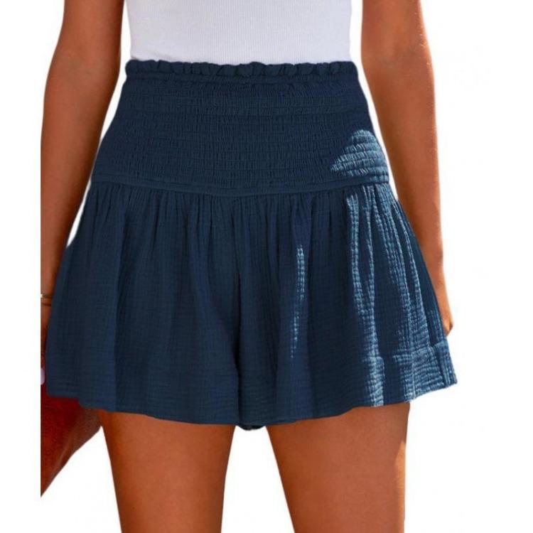 Elegant Women's Casual Summer Wide Leg Shorts Breathable Solid Color Large Size Ladies Fashion Shorts