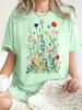 Aesthetic Style Flowers Floral Plants Printing Woman T-Shirt Cotton Breathable T Shirt Summer Short Sleeves Loose Streetwear