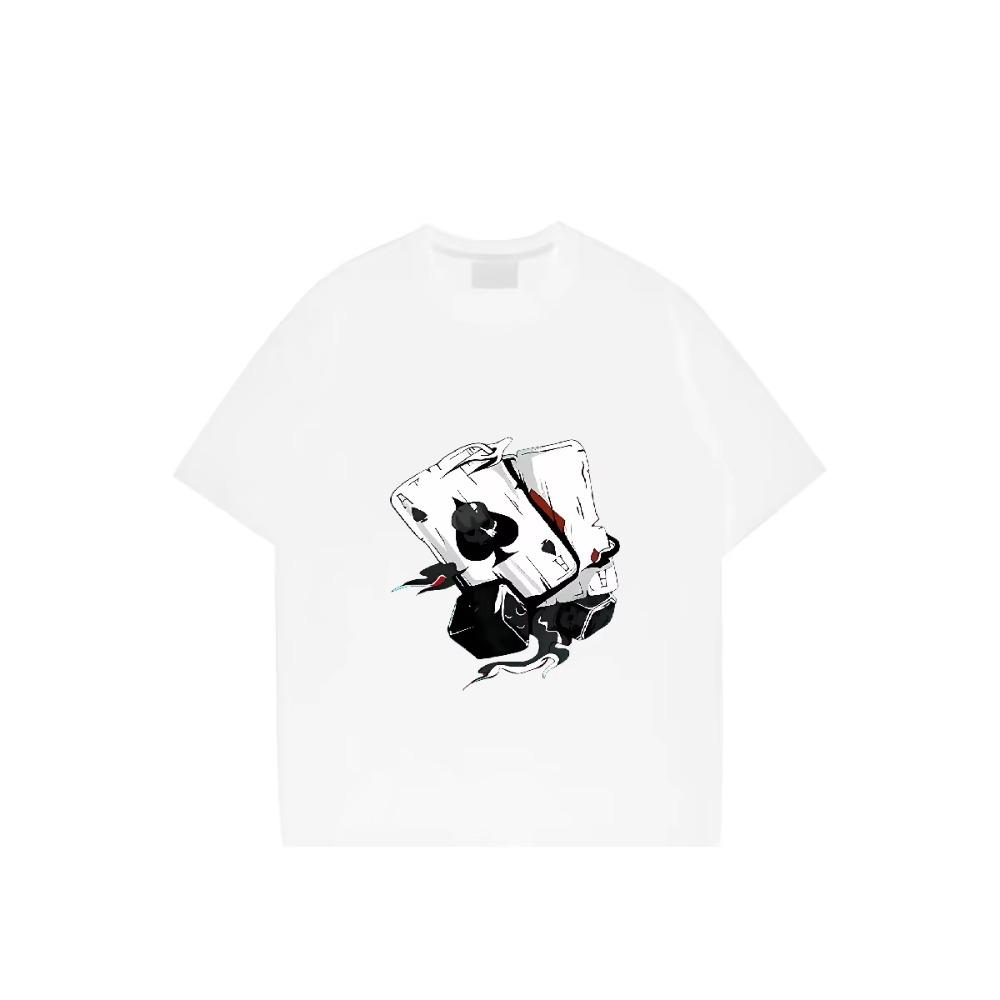 Playing Card Spades A Print Fashion Casual Oversized Cotton Tee Creativity Short Sleeve T-shirts Man Men's Cotton T-shirt Loose