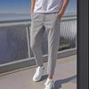 Summer Thin Ice Silk Nine-point Pants for Men's Casual Pants Trendy New Small Feet Slim and Loose Straight Young