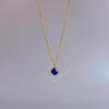Collana elegante in lapislazzuli naturale oro 14K collana a strati a forma di cuscino per donna blu Cristallo curativo gioielli per ufficio e uso quotidiano
