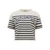 Striped Letter Round Neck Fitted Short Sleeve T-Shirt Women Tops Multicolor J10939C00006M1367P07