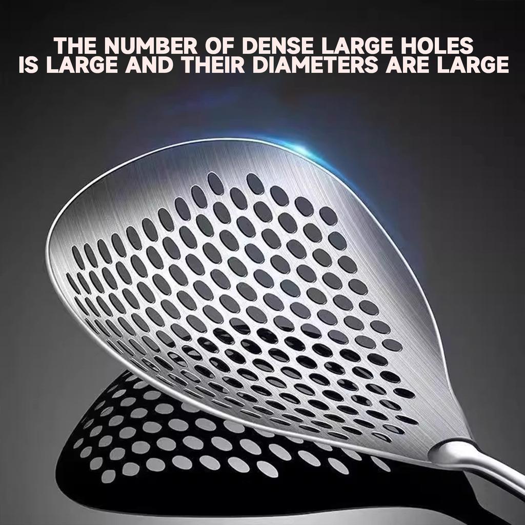 Stainless Slotted with Wooden Handle for Kitchen Cooking and Frying Utensil for Draining Food