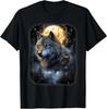 Wolf Wolves In Forest By Night Moon Fantasy Art Wildlife TShirt Unisexs Unisexs Tees Top