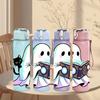 1PC Ghost Cat Reading Book Halloween Print 750ml Color Plastic Sports Water Bottle Leakproof Flip Straw Lid Suitable for Sports Office Home Use