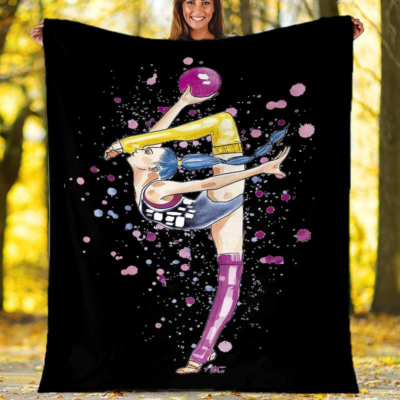 Gymnastics Theme Printed Blanket - Perfect for Couch, Bed, Travel & Outdoor Use | Machine Washable, Cozy & Durable.