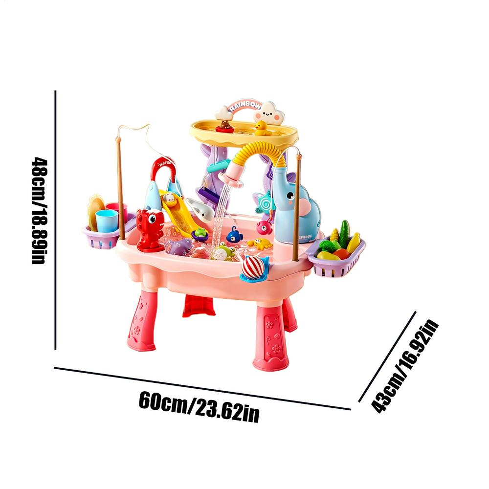 Upgraded Toddler Water Table Kitchen Play Sink Toy Electric Pump Running Water Sensory Fishing Game Summer Outdoor Toys