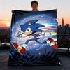 1pc Sonic, Speed Outdoor Personalized Flannel Blanket, Soft, Lightweight Personalized Flannel Blanket, Digital Printing,