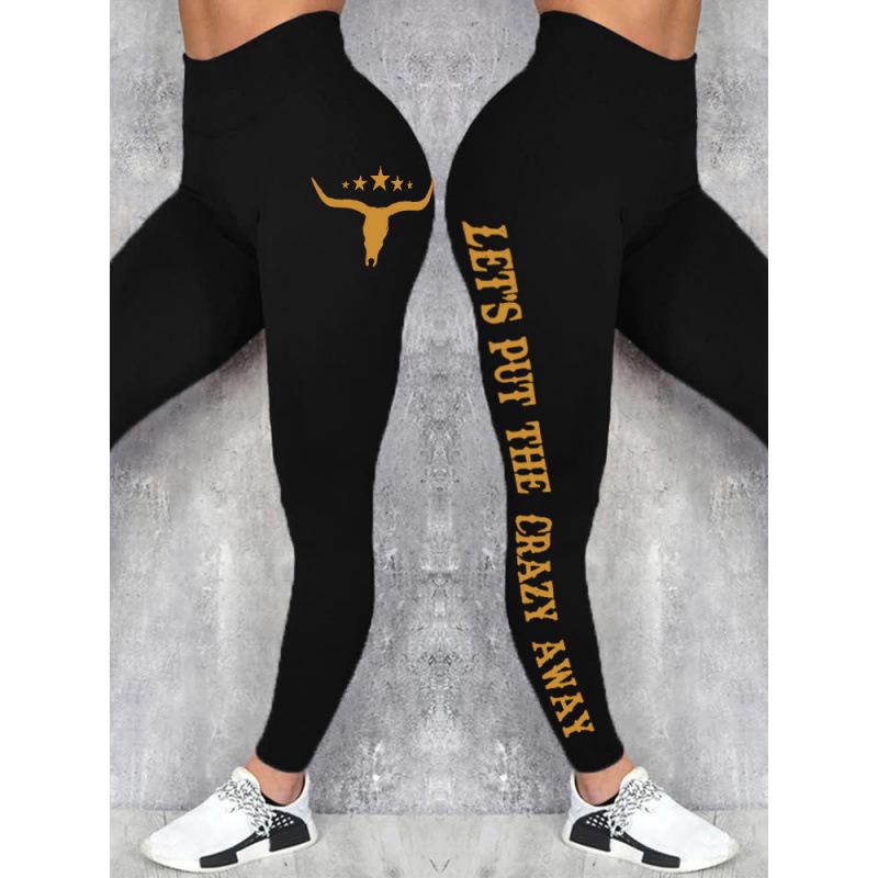 High-Waisted Black 3D Print Yoga Pants: Slimming & Tight Fit for Fitness