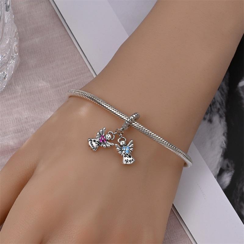 Copper Cross Little Bear Pigeon Bible Angel Pendant Beads Fit Charm Bracelet For Women Fine Jewelry Making