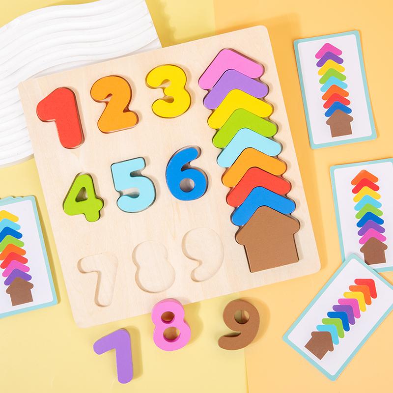 Wooden Digital Color Matching Board, Numbers Cognitive Color Pairing Educational Game, Digital Puzzle