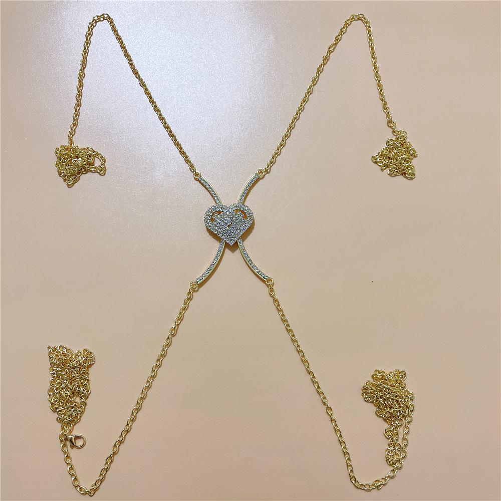 Accessories, Simple Ethnic Style Heart-Shaped Chest Rest, Women S Light Luxury Rhinestone Chest Chain Body Jewelry
