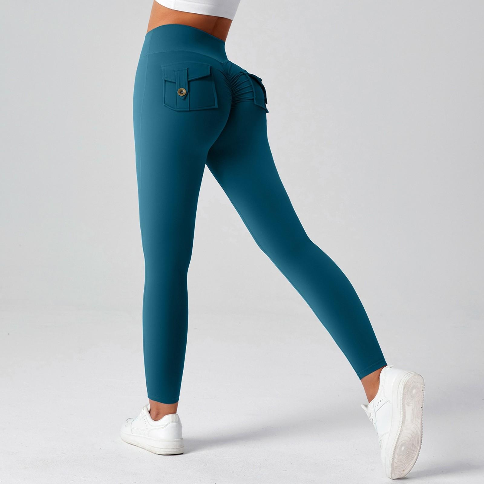 

Жіночі модні однотонні штани для йоги, вузькі спортивні штани з високою талією, спортивні штани M синій